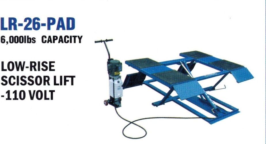 Model LR-26-PAD Low Rise Pad Lift With 6000 LBS. Capacity