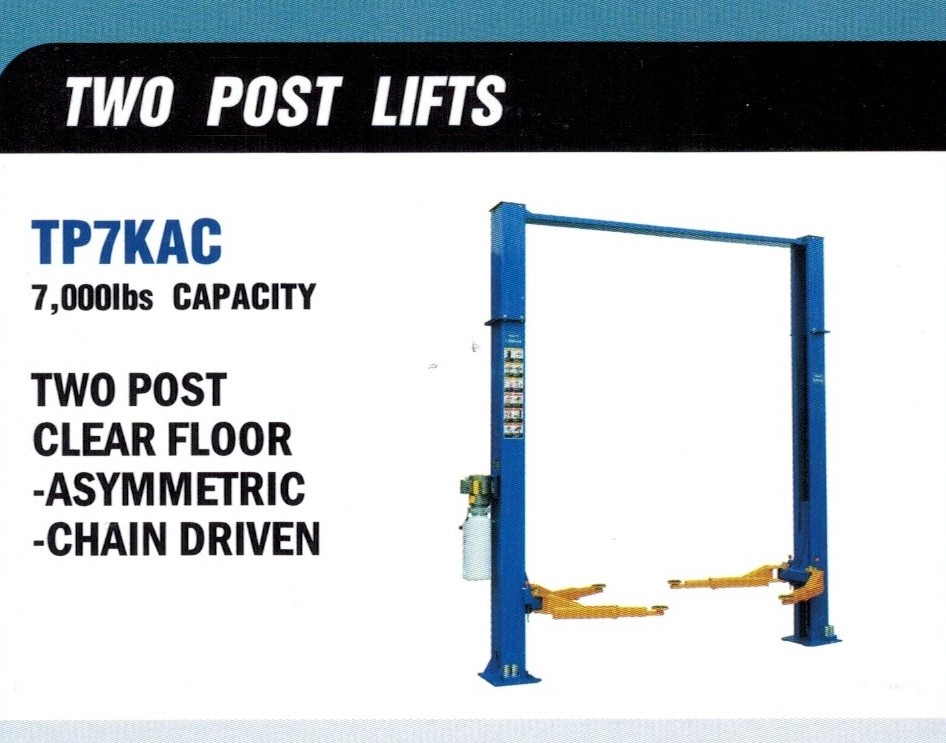 Two Post Asymmetric Auto Lift 7000 lbs. Capacity