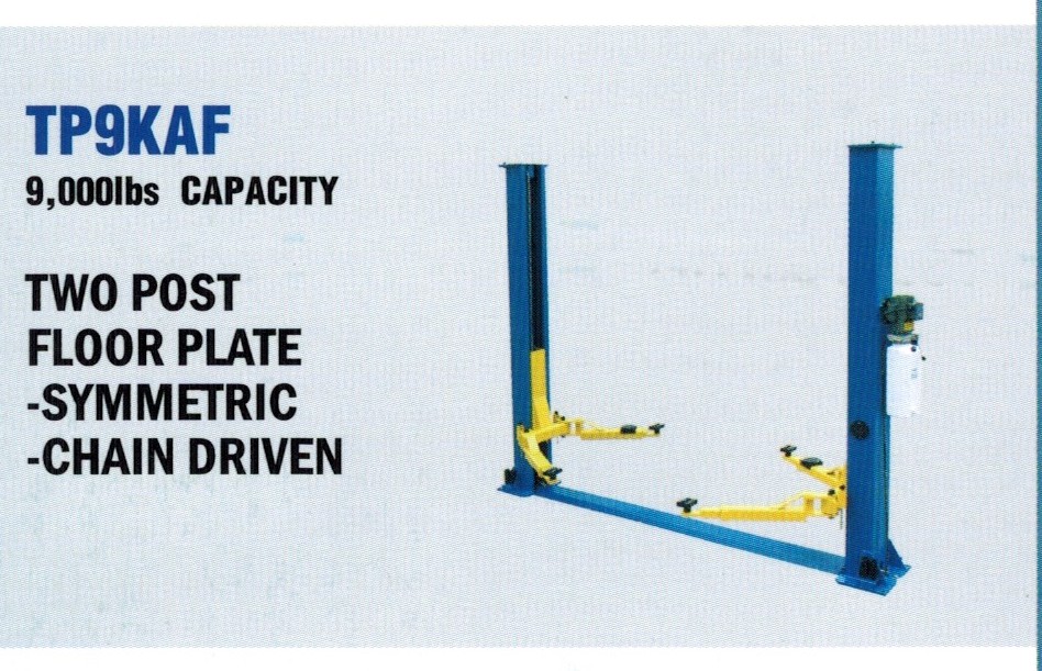 TP9KAF Two Post Automotive Lift With A Capacity Of 9,000 LBS.