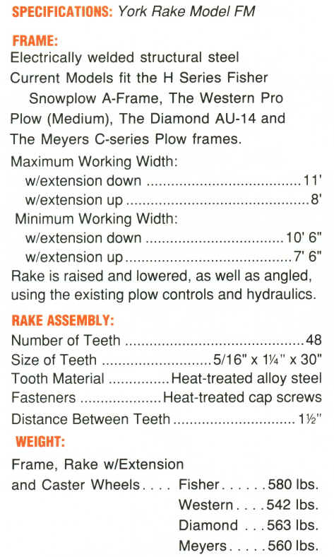 York FM Specifications