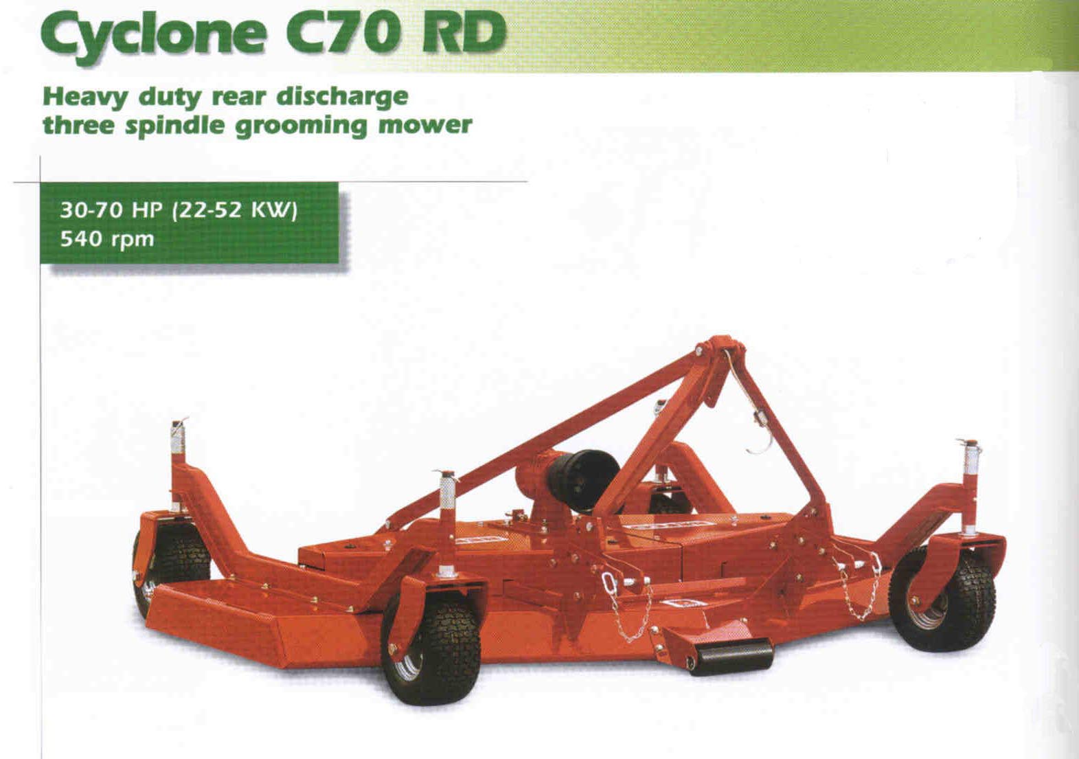 Cyclone C70 Rear Discharge Finishing Mower - Front view