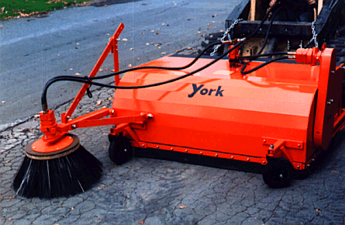 York Skid Steer Mount Hydraulic Drive Sweeper With Hopper