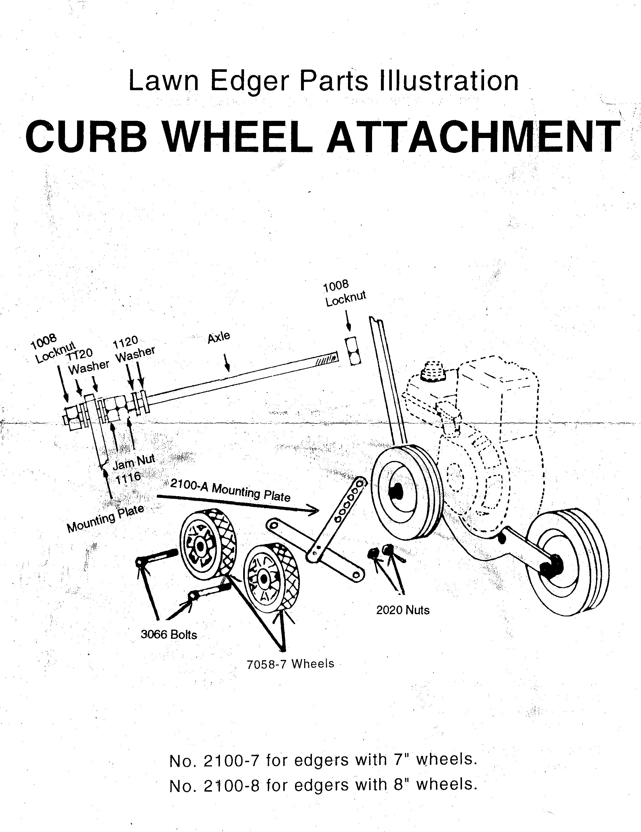 Curb Wheel Attachment 2101 Mclane Edgers With 7 or 8 Inch Wheels