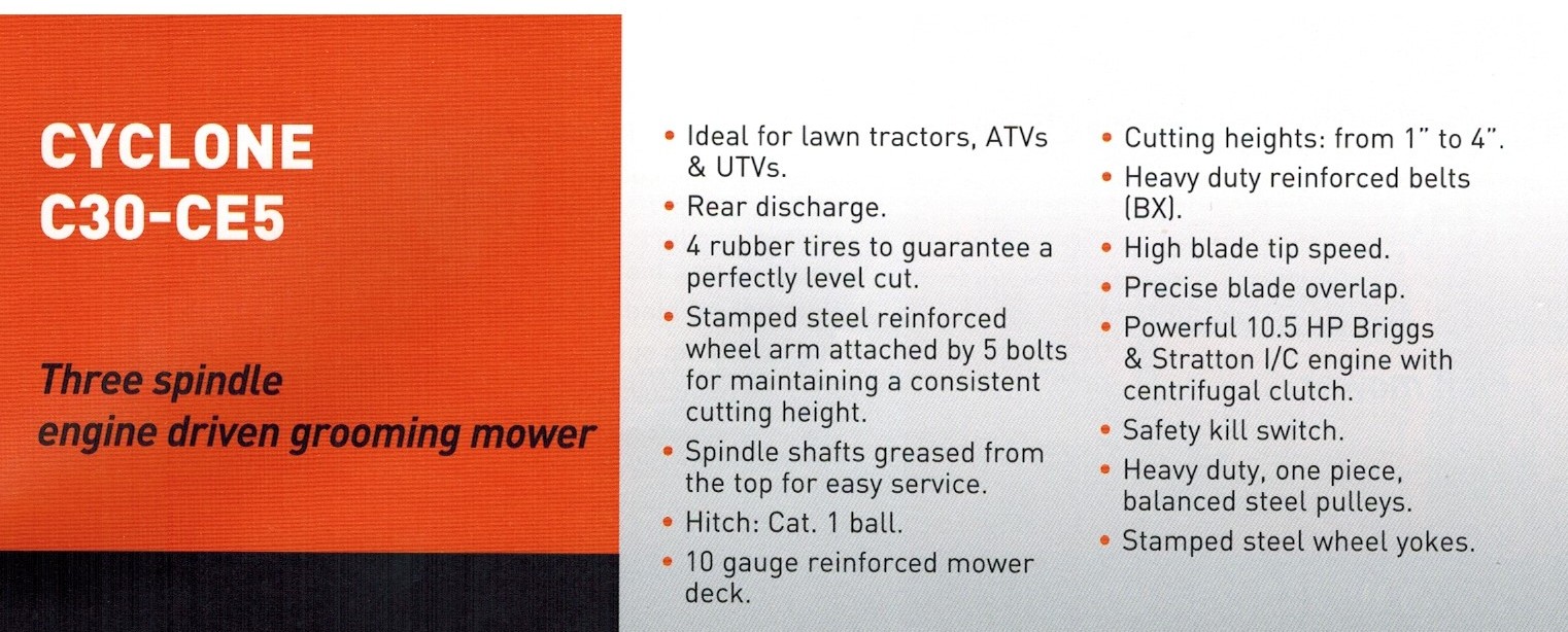 Information and Features Befco C30-CE5H Engine Powered ATV Mower