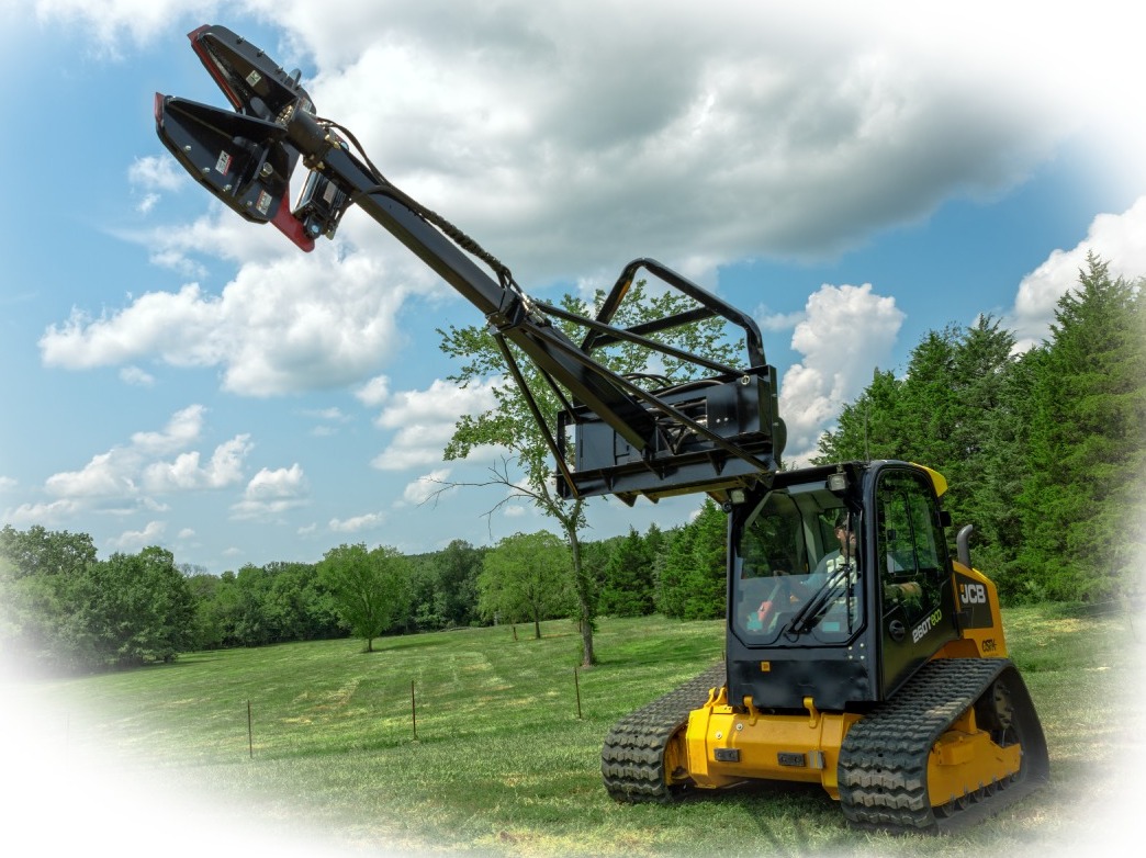 Loader/skid loader mounted tree shear with extentable boom