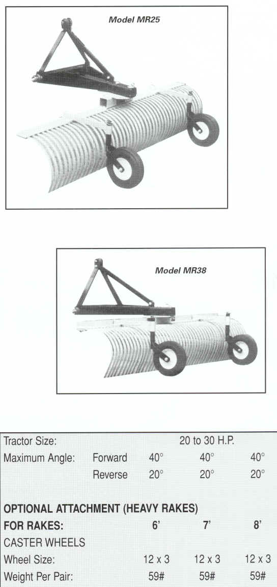 MR And MT Series Tractor Mounted Landscape Rakes