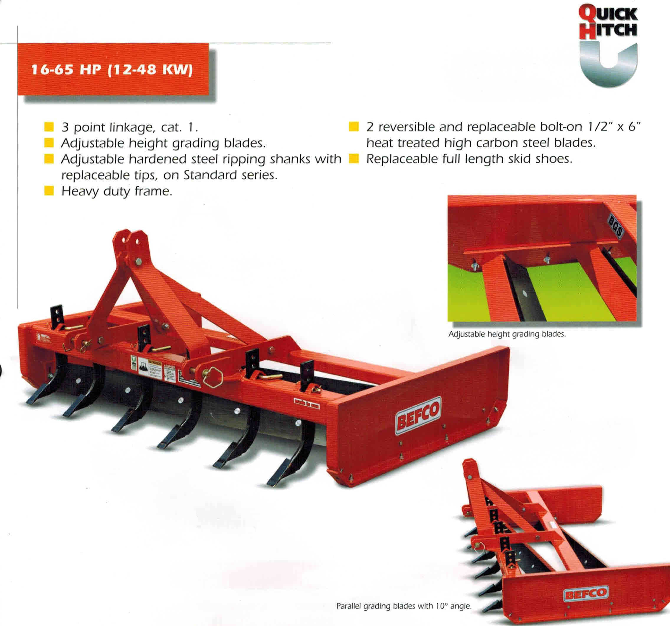Tractor Mounted Grading Scraper For Tractors 16 To 65 HP