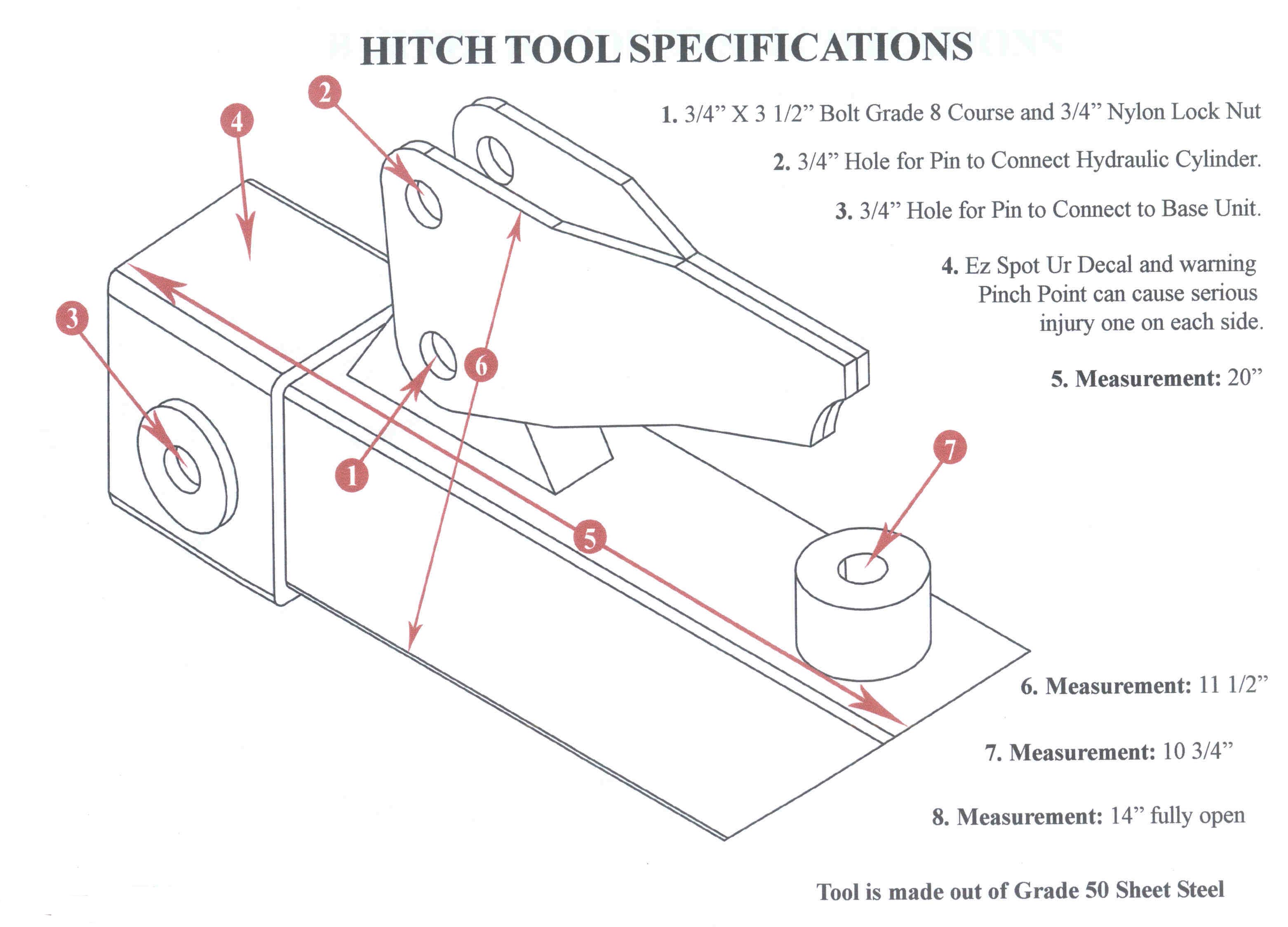 Specifications Hitch Tool