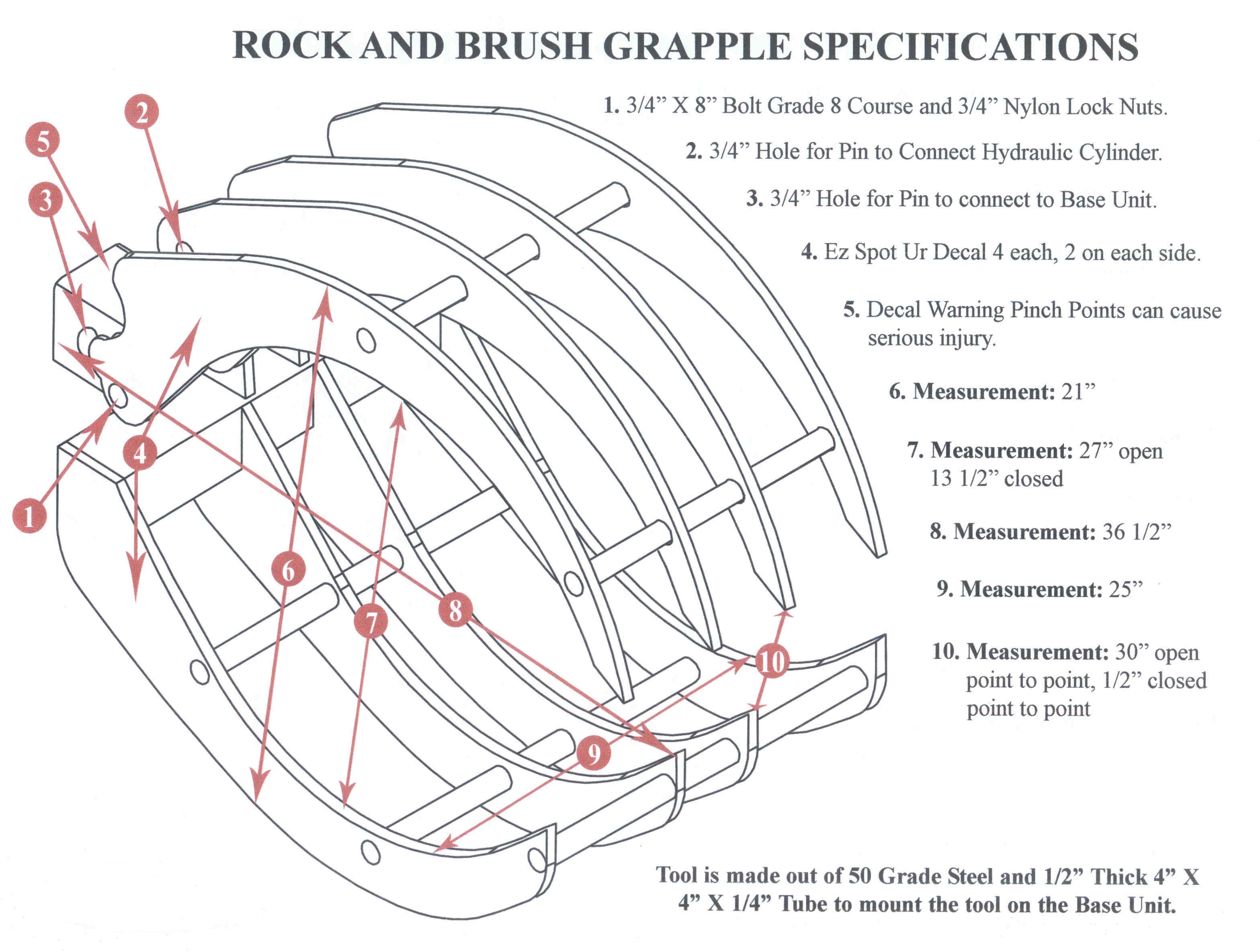 Specifications Rock And Brush Grapple