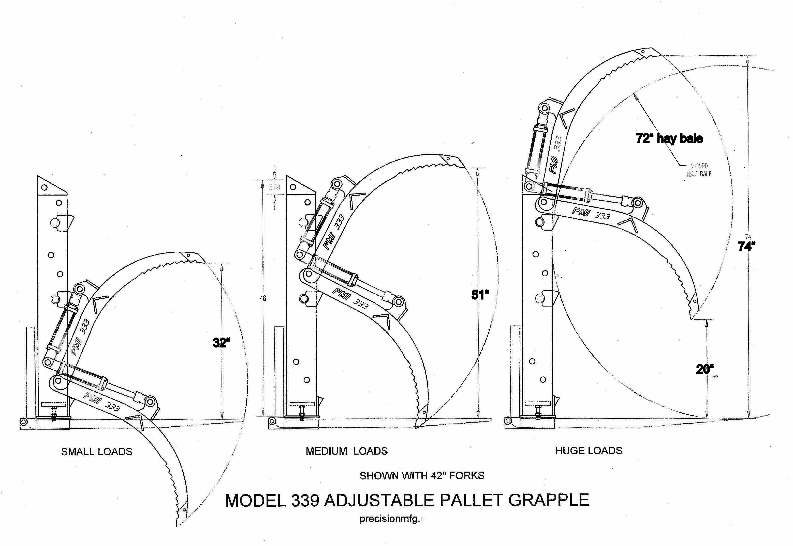 Grapple Positions Model 339 Adjustable Pallet Fork Grapple