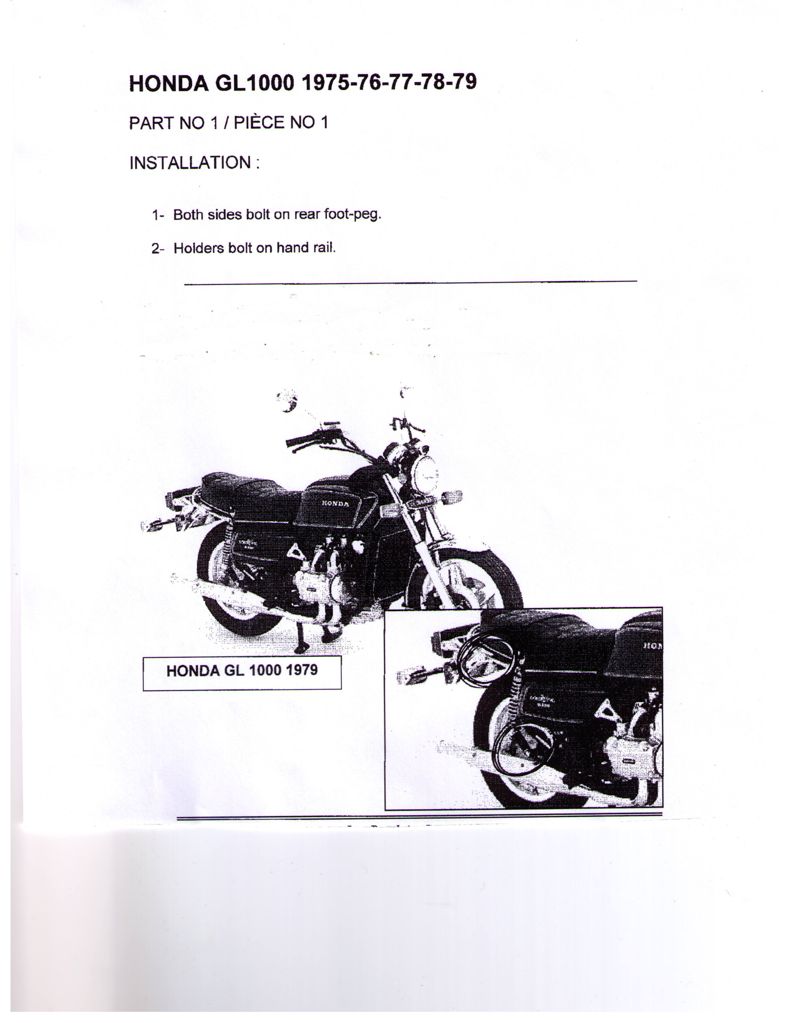 Installation Instructions Hitch 1 Honda GL1000