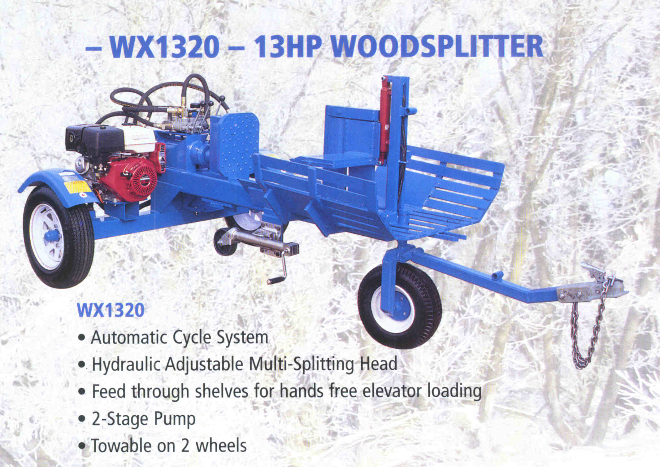 Model 1320 Horizontal Pull Behind Logsplitter With 4 Way Wedge