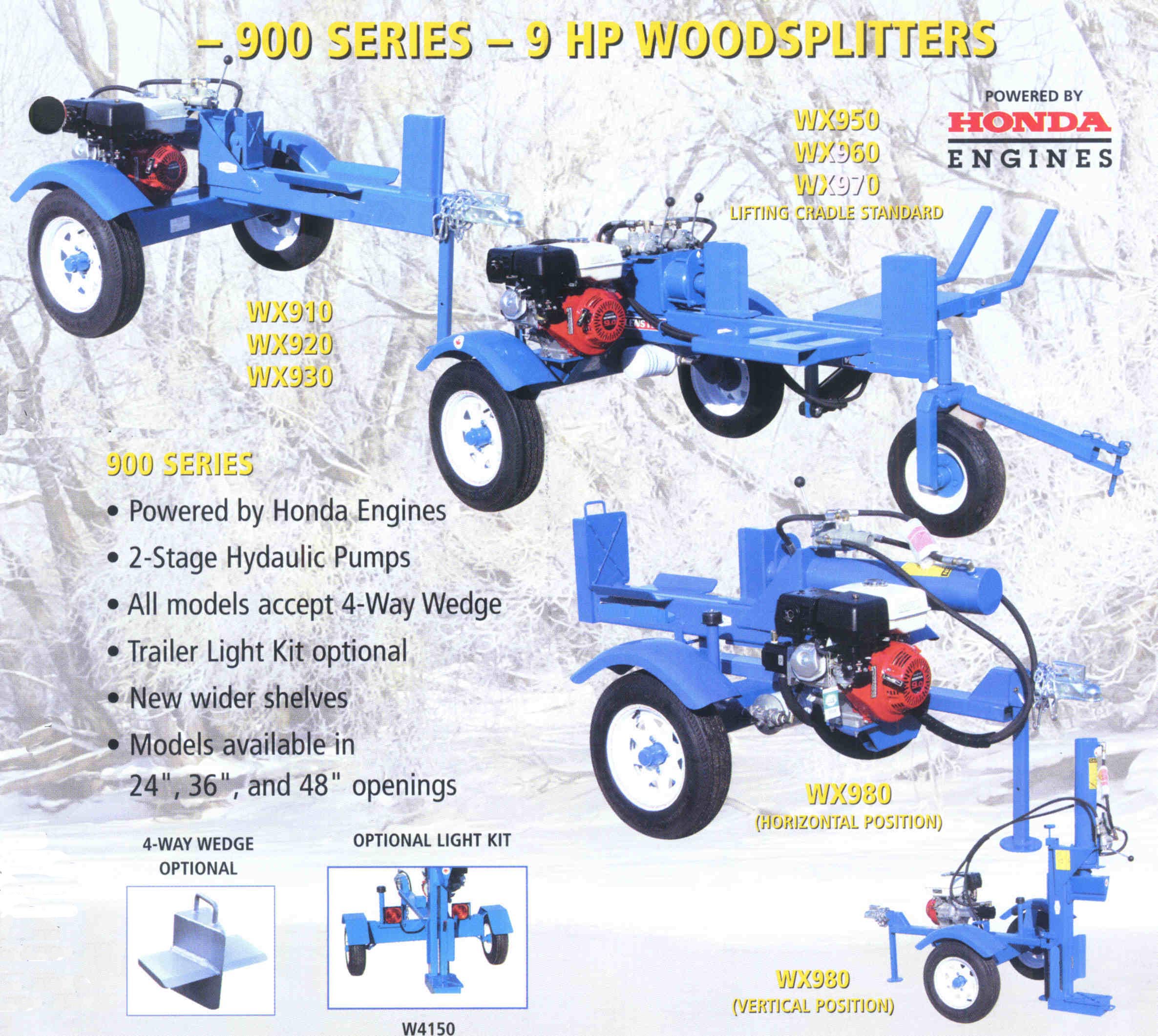 900 Series Trailer Mounted/Engine Powered Logsplitters