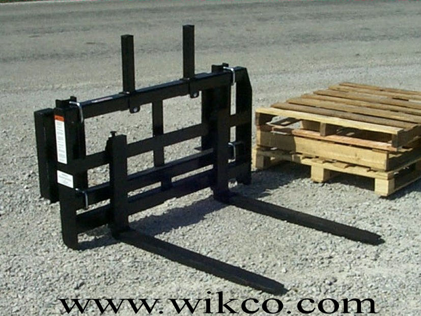 Rail Style Front Loader Pallet Forks For Compact Tractors With Loader Arms No Greater Than 50 Inches Wide