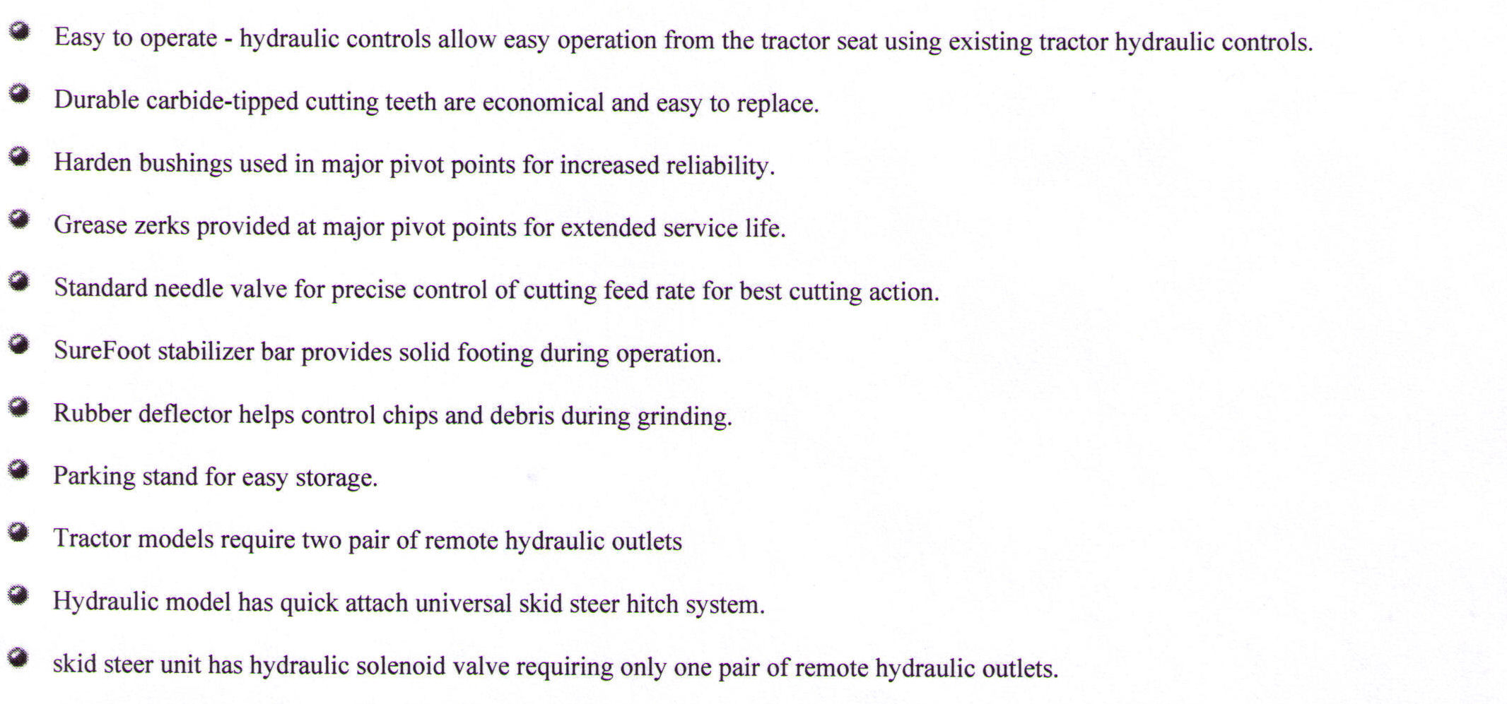 WOSG-26H Stump Grinder Features