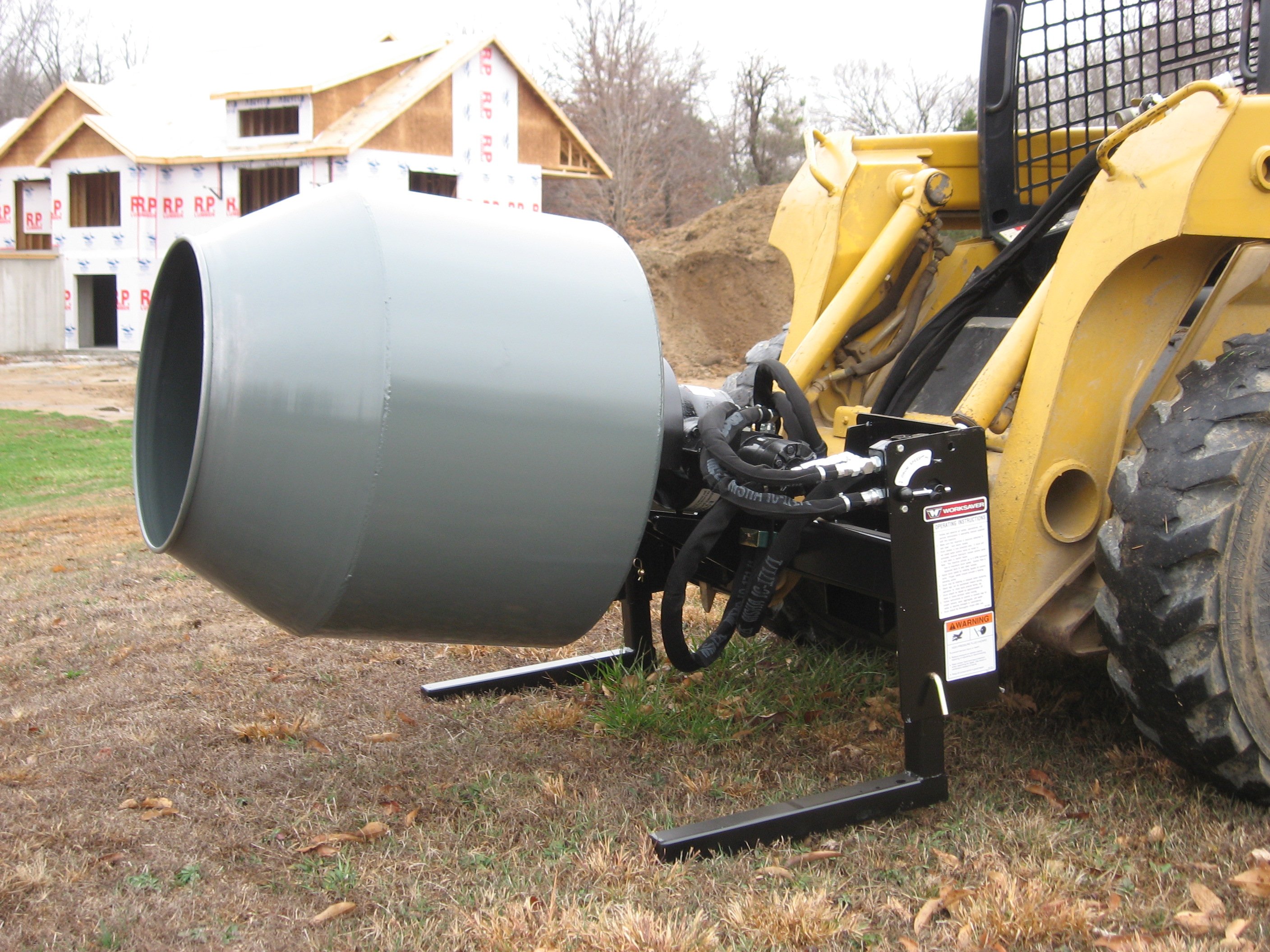 Model SS-590 Skid Steer Mounted Hydraulic Powered Cement Mixer