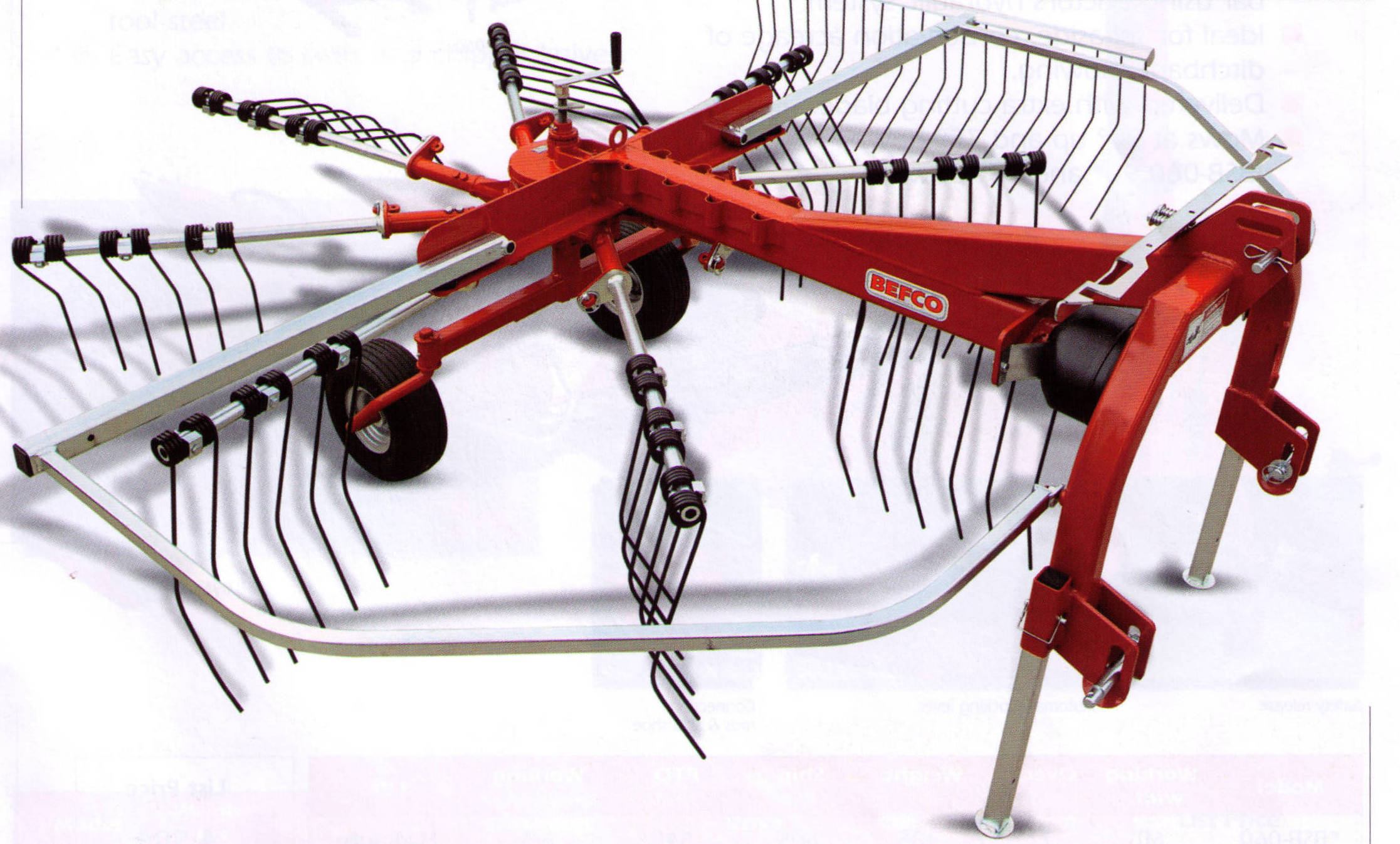 Befco Three Point Hitch Mount Windrower Rake, PTO Powered