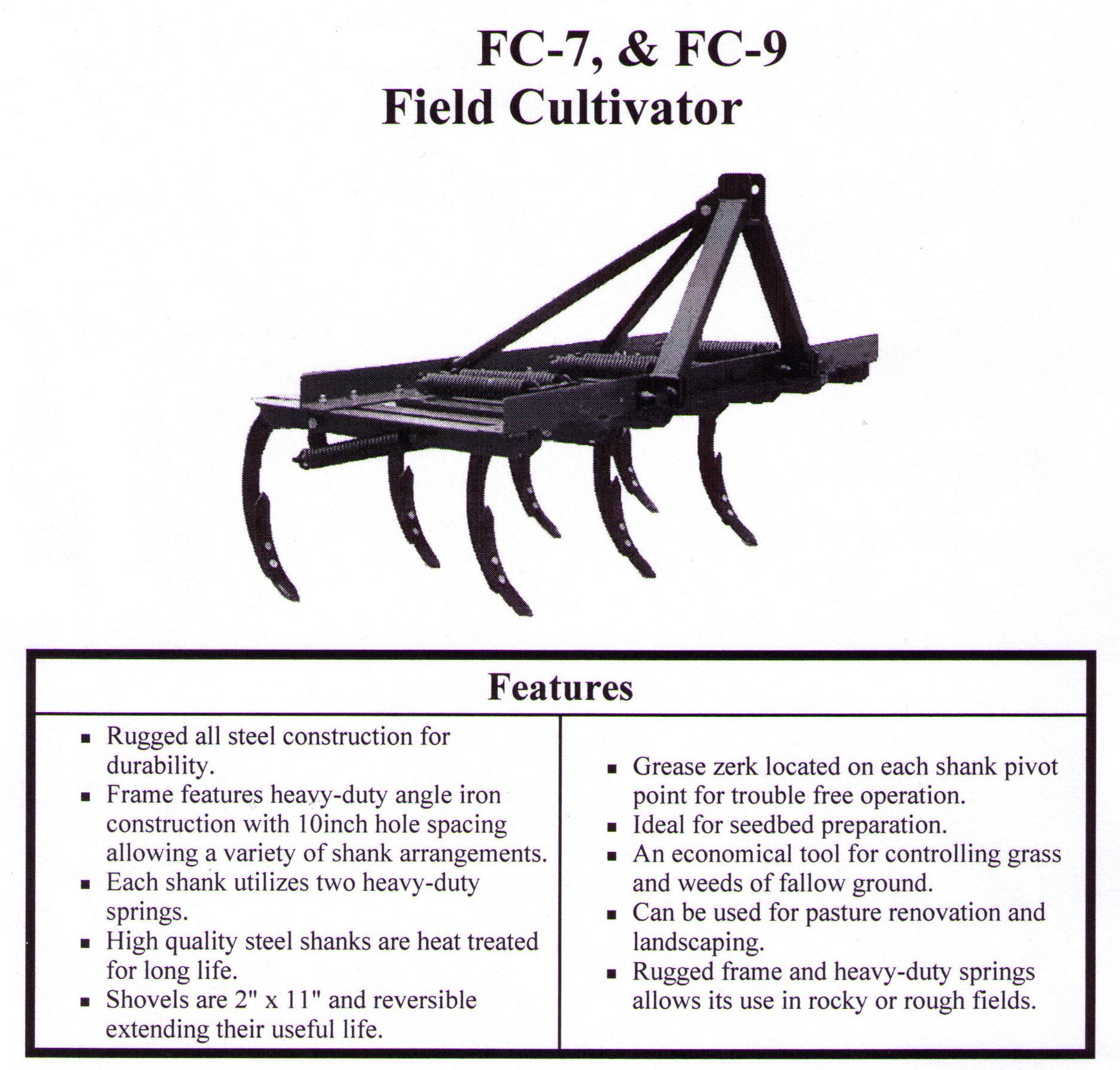 Field Cultivator Features