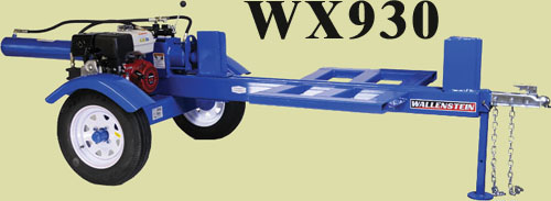 Model WX930 Horizontal Trailer Typ Logsplitter With 4.5 Inch Cylinder And 48 Inch Long Log Capacity