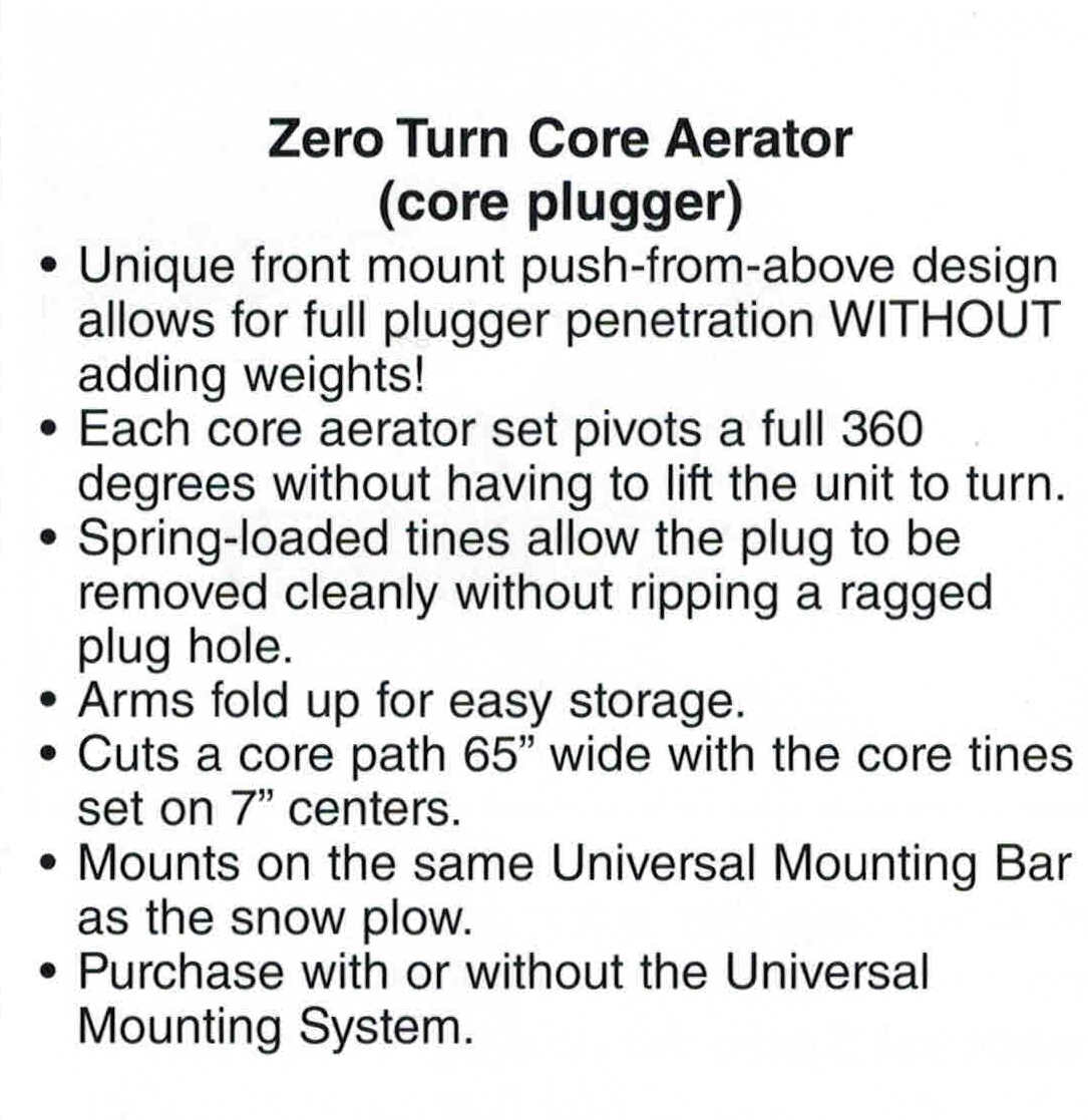 Features/Specifications Core Plug Aerator